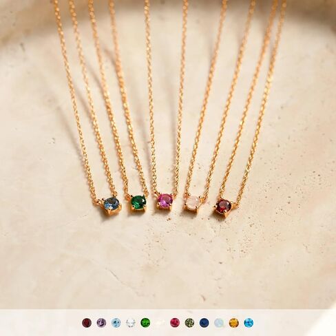 CAITLYNMINIMALIST داينتي 18K الذهب كابل سلسلة جولة واحدة الأحجار الكريمة جوهرة قلادة للنساء مجوهرات هدية لها in Saudi Arabia