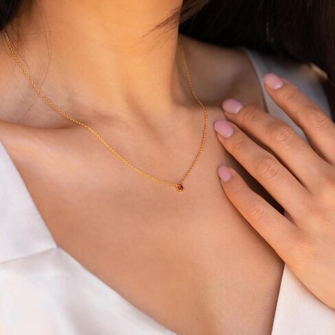 CAITLYNMINIMALIST داينتي 18K الذهب كابل سلسلة جولة واحدة الأحجار الكريمة جوهرة قلادة للنساء مجوهرات هدية لها in Saudi Arabia