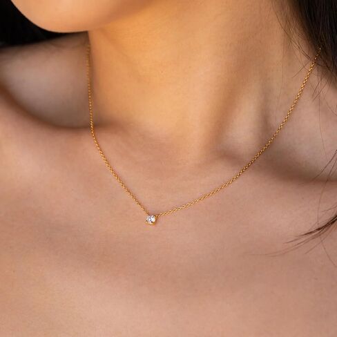 CAITLYNMINIMALIST داينتي 18K الذهب كابل سلسلة جولة واحدة الأحجار الكريمة جوهرة قلادة للنساء مجوهرات هدية لها in Saudi Arabia