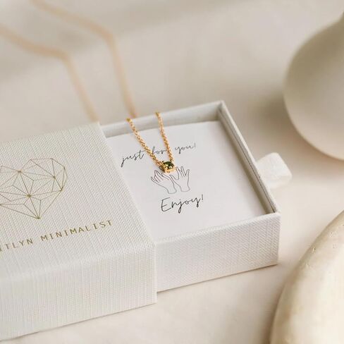 CAITLYNMINIMALIST داينتي 18K الذهب كابل سلسلة جولة واحدة الأحجار الكريمة جوهرة قلادة للنساء مجوهرات هدية لها in Saudi Arabia