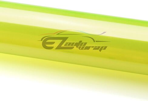 مجموعة أدوات مجانية من EZAUTO WRAP مقاس 12 بوصة × 36 بوصة (1FT × 3FT) مصباح أمامي أصفر نيون لامع وضوء ضبابي وعلامة جانبية من الفينيل ذاتية اللصق in Saudi Arabia