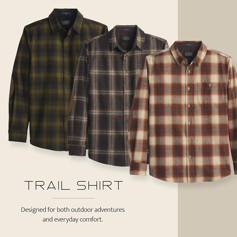 Pendleton Trail Shirt, 100% Wool, Long Sleeve Shirt for Men, Soft, Breathable with Two Pockets and Ultrasuede® Elbow Patches in Saudi Arabia