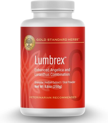 Lumbrex Joint Pain and Stiffness Relief for Dogs by Gold Standard Herbs, All Natural Angelica Root and Loranthus, 85 gram powder, White in Kuwait