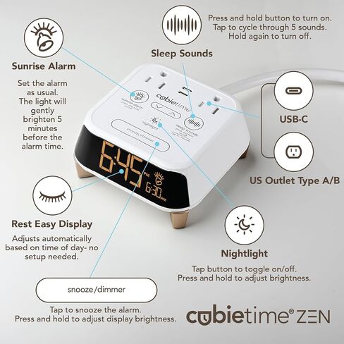 العلامة التجارية الأصلية Cubietime | شاحن سهلة الاستخدام ومريحة على مدار الساعة | 1 منفذ USB-A & 1 USB-C | 2 المنافذ المقاومة للعبث | كما رأينا في العلامات التجارية الفندقية العليا in Kuwait