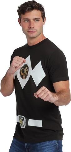 Power Rangers Ranger Men's Black Crew Neck Short Sleeve Cosplay Tee in Kuwait
