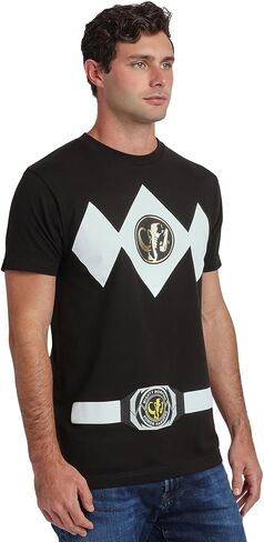 Power Rangers Ranger Men's Black Crew Neck Short Sleeve Cosplay Tee in Kuwait