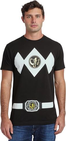 Power Rangers Ranger Men's Black Crew Neck Short Sleeve Cosplay Tee in Kuwait