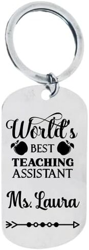 Teacher Assistant Gifts Keychain for Women Men, Personalzied Engraved Teaching Assistant Appreciation Key Chain Keyring Jewelry Great Best Teacher Aide Teacher Assistant Keychain in Saudi Arabia