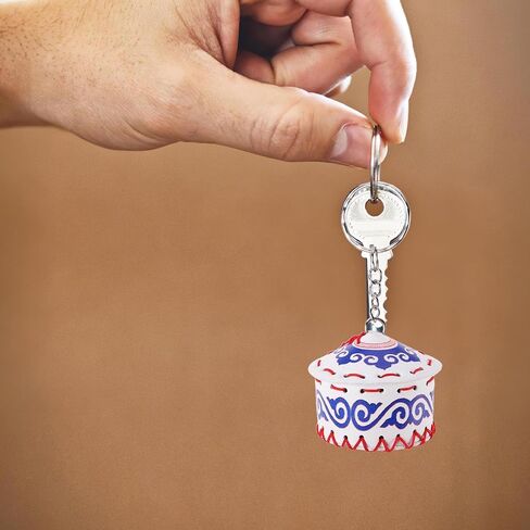 LOGOFUN 8pcs Mongolian Yurt Keychains with Traditional Ethnic Design Travel Souvenir for Presents and Accessories in Saudi Arabia