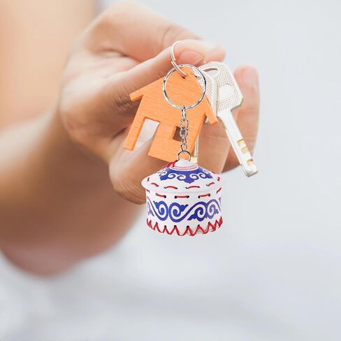 LOGOFUN 8pcs Mongolian Yurt Keychains with Traditional Ethnic Design Travel Souvenir for Presents and Accessories in Saudi Arabia