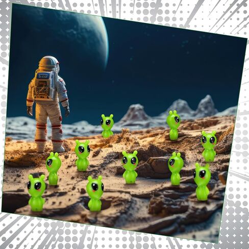 50 Pcs Resin Mini Alien Figures Bulk Halloween Tiny Alien Figurine Green UFO Sci-fi Space Party Favors for Halloween Party Birthday Goodie Bag in Saudi Arabia