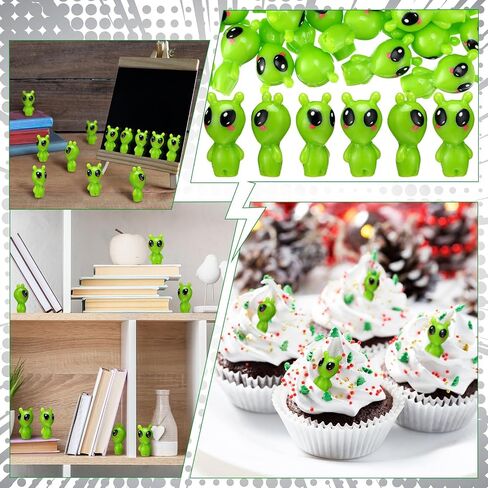 50 Pcs Resin Mini Alien Figures Bulk Halloween Tiny Alien Figurine Green UFO Sci-fi Space Party Favors for Halloween Party Birthday Goodie Bag in Saudi Arabia