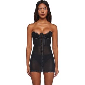 Dolls Kill Captivating Gazes Slip Dress by Current Mood – Mesh with Lace Trim & Underwire Bust in Saudi Arabia
