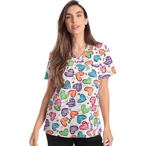Just Love Women's V-Neck Printed Scrub Top 7068-10292-XL in Kuwait