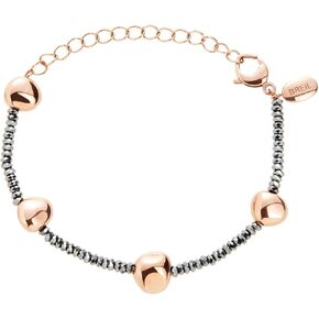 Breil B Rocks TJ3290 Women's Bracelet Haematite and IP Rose Steel - Rose Silver - Length: 15cm, Länge: 15 cm, Stainless Steel, No Gemstone in Saudi Arabia