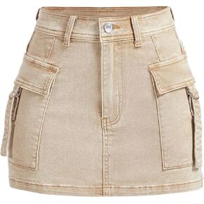 تنورة WDIRARA النسائية الكاجوال عالية الخصر من قماش الدنيم Y2k، تنانير كارجو صغيرة مع جيوب in Kuwait