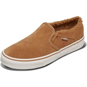 Vans Women's Asher Slip-On Shoe | Comfortable Sneakers for Walking, Fashion & Everyday Wear, Suede/Sherpa Chipmunk, 8 in Kuwait