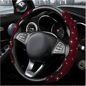 2PCS Steering Wheel Cover, Sparkling Rhinestone Segmented Steering Wheel Protector Fit 14-15.6 Inch, Non-Slip Wheel Wrap Cover Bling Car Interior Accessories for Women Girls (Black) in Kuwait