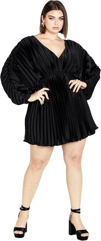 City Chic Women's Cocktail Dress-Chloe Accordion Sleeve Pleat in Saudi Arabia