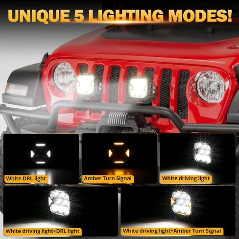 Auxbeam Cube-Z Series 4 Inch Spot Flood Combo Led Pods with 3 Modes DRL Turn Signal +Auxbeam 4 inch Pod Light Covers, Black in Saudi Arabia