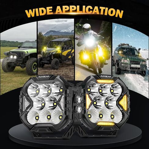 Auxbeam Cube-Z Series 4 Inch Spot Flood Combo Led Pods with 3 Modes DRL Turn Signal +Auxbeam 4 inch Pod Light Covers, Black in Saudi Arabia