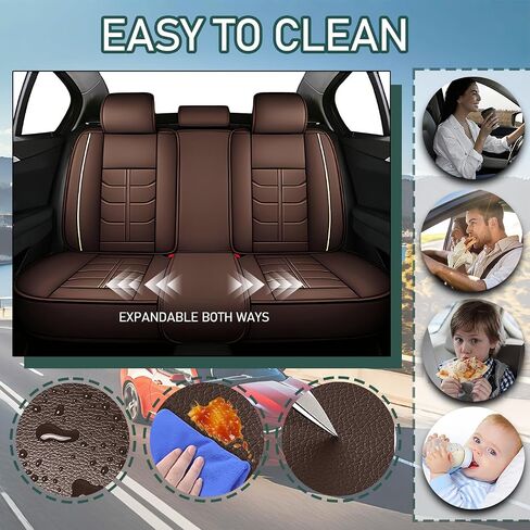 Car Seat Covers Fit for KIA Telluride 2020-2025 | 7 Seat Car Seat Cover | No-Slip Waterproof Breathable Faux Leather Automotive Seat Covers Auto Interior Covers.Coffee,Full Set with Pillow in Saudi Arabia