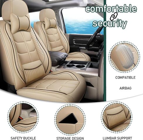 Car Seat Covers Fit for KIA Telluride 2020-2025 | 7 Seat Car Seat Cover | No-Slip Waterproof Breathable Faux Leather Automotive Seat Covers Auto Interior Covers.Coffee,Full Set with Pillow in Saudi Arabia