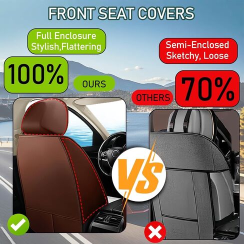 Car Seat Covers Fit for KIA Telluride 2020-2025 | 7 Seat Car Seat Cover | No-Slip Waterproof Breathable Faux Leather Automotive Seat Covers Auto Interior Covers.Coffee,Full Set with Pillow in Saudi Arabia