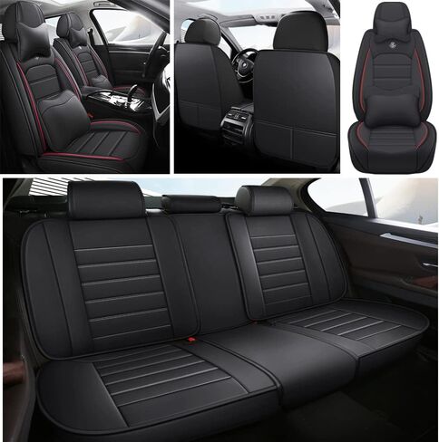 أغطية مقاعد السيارة الجلدية لسيارة كاديلاك XT5 2025، أغطية مقاعد ناعمة مقاومة للماء، ملحقات داخلية أغطية مقاعد واقية للوسادة الهوائية متوافقة (قطعتان أسودتان قياسيتان) in Kuwait