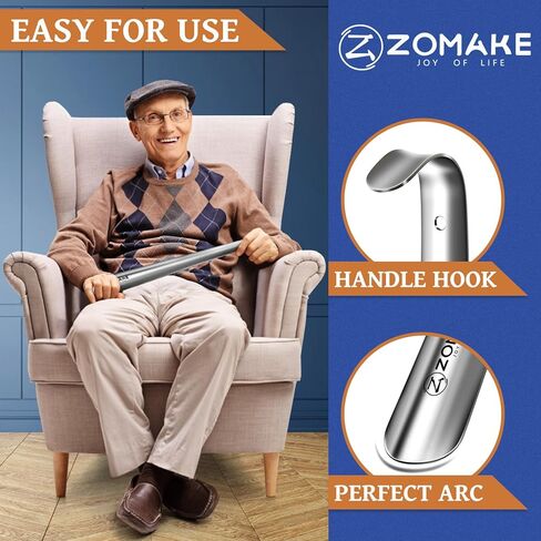 ZOMAKE 3 Pcs Metal Shoe Horn Long Handle 16.5 Inch - 7.5 & 3.9 Inch Small Shoehorn for Seniors Mini Shoe Spoon for Women Kid in Kuwait