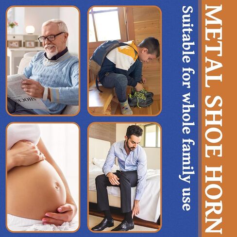 ZOMAKE 3 Pcs Metal Shoe Horn Long Handle 16.5 Inch - 7.5 & 3.9 Inch Small Shoehorn for Seniors Mini Shoe Spoon for Women Kid in Kuwait