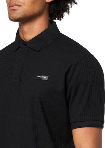 KARL LAGERFELD Men's Collared Short Sleeve Textured Polo in Saudi Arabia
