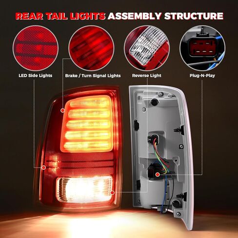مجموعة مصابيح LED الخلفية متوافقة مع 2013 2014 2015 2016 2017 2018 دودج رام 1500 2500 3500 الضوء الخلفي للجانب الأيمن للركاب مع لمبة يستبدل CH2801203، 68093078AB، 68093078AC in Kuwait