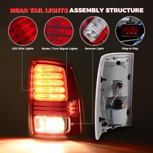 مجموعة مصابيح LED الخلفية متوافقة مع 2013 2014 2015 2016 2017 2018 دودج رام 1500 2500 3500 الضوء الخلفي للجانب الأيمن للركاب مع لمبة يستبدل CH2801203، 68093078AB، 68093078AC in Kuwait