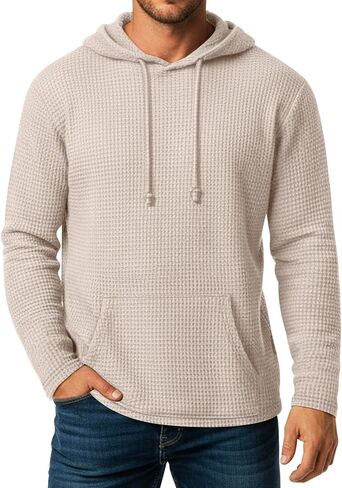Men's Big and Tall Hoodies Sweatshirts Long Sleeve Waffle Knit Casual Pullover Drawstring Shirts with Pocket in Saudi Arabia