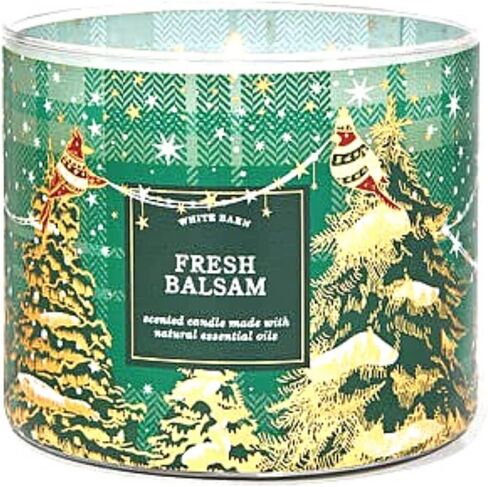 Bath & Body Works, White Barn 3-Wick Candle w/Essential Oils - 14.5 oz - 2021 Christmas & Winter Scents! (Fresh Balsam) in Saudi Arabia