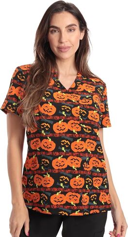 Just Love Women's V-Neck Printed Scrub Top 7068-10292-XL in Saudi Arabia