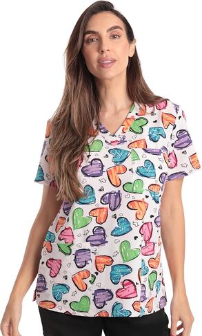 Just Love Women's V-Neck Printed Scrub Top 7068-10292-XL in Kuwait