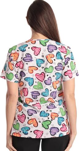 Just Love Women's V-Neck Printed Scrub Top 7068-10292-XL in Kuwait