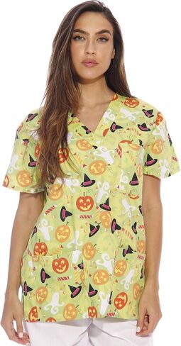 Just Love Women's V-Neck Printed Scrub Top 7068-10292-XL in Saudi Arabia