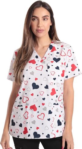 Just Love Women's V-Neck Printed Scrub Top 7068-10292-XL in Saudi Arabia