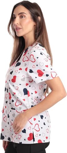 Just Love Women's V-Neck Printed Scrub Top 7068-10292-XL in Saudi Arabia