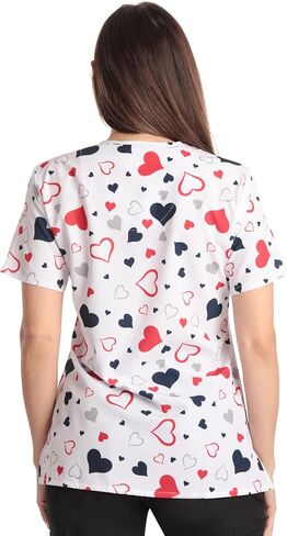 Just Love Women's V-Neck Printed Scrub Top 7068-10292-XL in Saudi Arabia
