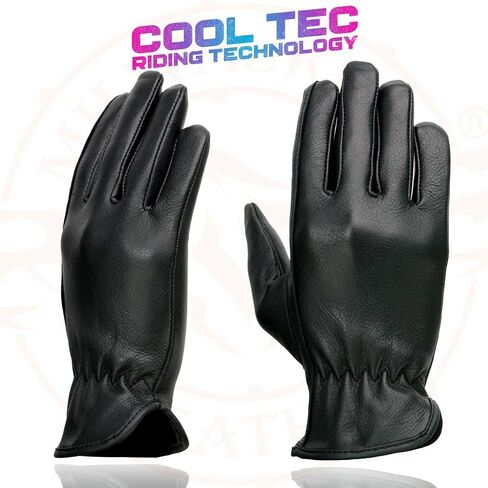 Milwaukee Leather MG7797 Women's Black Leather Motorcycle Rider Unlined Gloves w/Cool-Tec Leather Treatement in Saudi Arabia