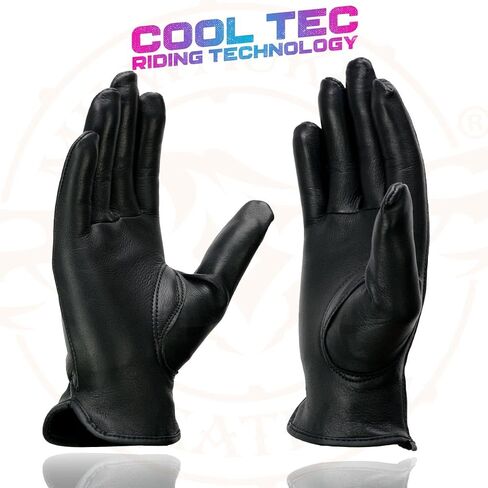 Milwaukee Leather MG7797 Women's Black Leather Motorcycle Rider Unlined Gloves w/Cool-Tec Leather Treatement in Saudi Arabia