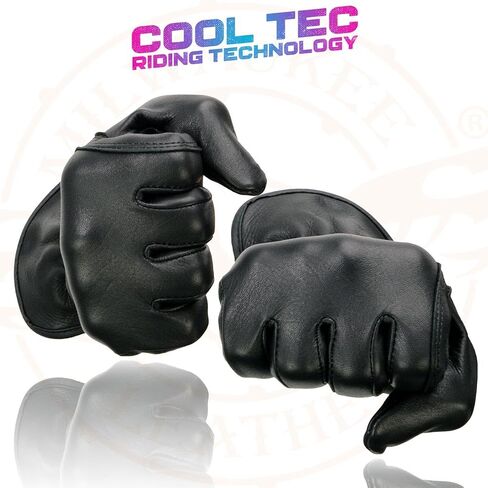 Milwaukee Leather MG7797 Women's Black Leather Motorcycle Rider Unlined Gloves w/Cool-Tec Leather Treatement in Saudi Arabia