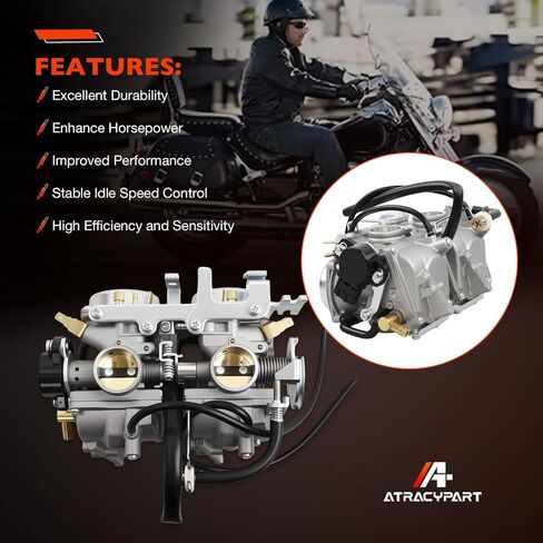 كاربوريتر كارب متوافق مع دراجة نارية Yamaha V Star 650(V-Star650) XVS650 1998-2016 | يستبدل OEM 4HD-14501-02-00 5VN-14501-00 بصمام الوقود بيتكوك ومشعب السحب in Saudi Arabia