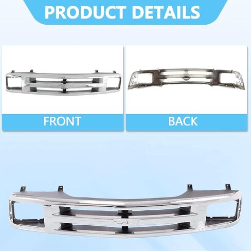 Perfit Liner New Front Primed Black Grille Grill Compatible with 1994-1997 Chevy S10 Blazer SUV Sealed Beam Head Lamp Type Fits GM1200225 12471807 in Saudi Arabia