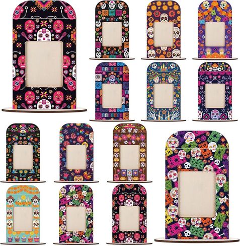 Qunclay 12 Set Dia De Los Muertos Altar Day of the Dead Decorations,Wooden Frames Picture Dia De Los Muertos Altar Kit Ofrenda Picture Frame Tabletop Halloween Diwali Decoration Ofrenda(Style 1) in Saudi Arabia