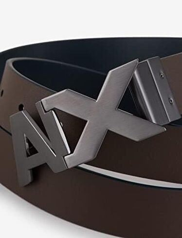 Armani Exchange Men's Leather Wide Logo Belt Buckle in Saudi Arabia